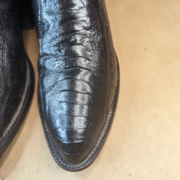 Dan Post boots men's size 7D black Exotic Full Ostrich Leg Western cowbo… - Picture 5 of 11